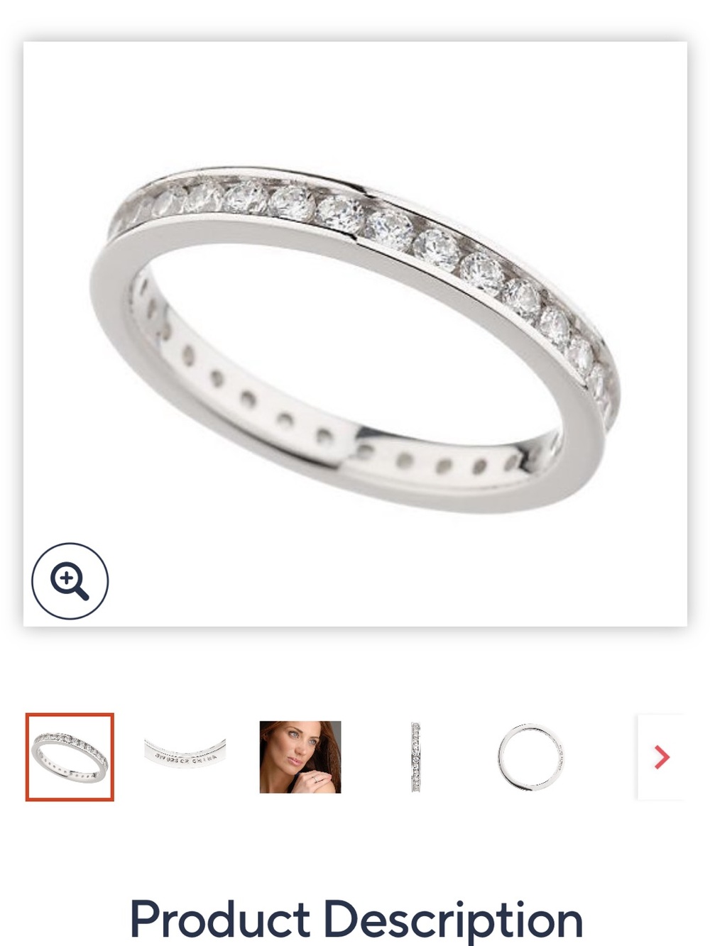 Diamonique Eternity Band QVC Platinum Plated Silver, Size 7 & 8